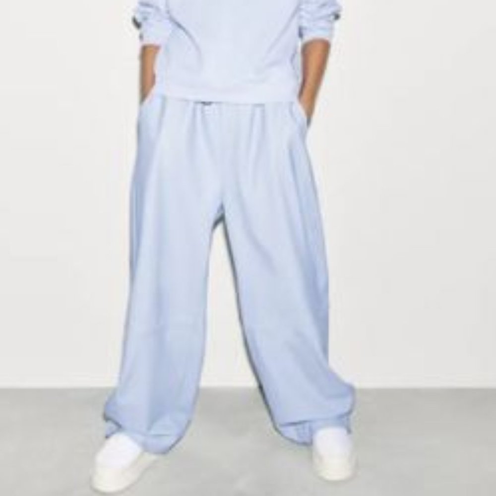 ZARA 2021 LIMITED EDITION BLUE LEATHER KASSL JOGGERS PANTS TROUSERS NWT SIZE XS